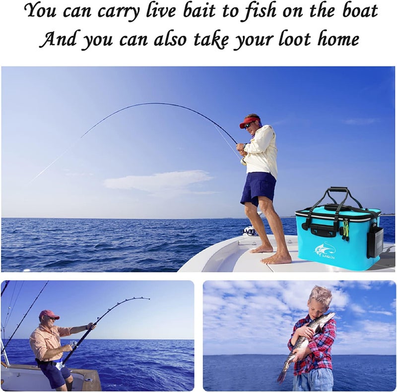 Grneric Fishing Bucket, 6Gallon/8Gallon/10Gallon Foldable Fish Bucket,Live Fish Container Multi-Functional Live Fish Bait Bucket,Outdoor Camping EVA Fishing Bag and Fish Protection Bucket - Image 5